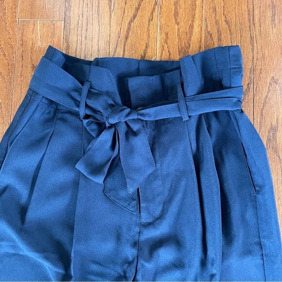 Madewell Navy High Waisted Paper Bag Pants Size 2 - Picture 2 of 6